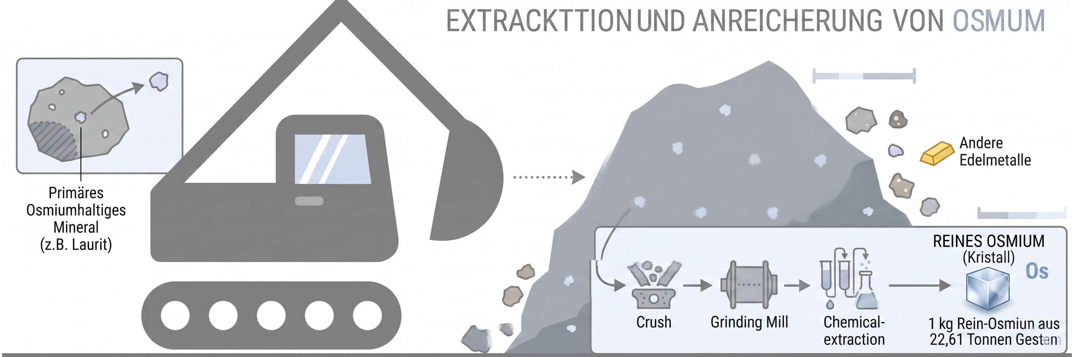 Abbau von Platinerz als Ausgangspunkt fuer Osmium