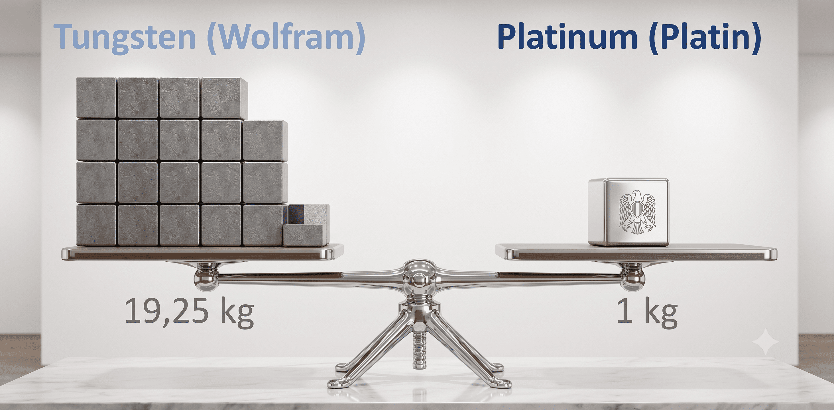 Grafik zur hohen Materialdichte und Härte von Osmium als dichtestes natürliches Element